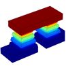 Distribution de la température et de la densité de flux de chaleur sur un thermocouple (collaboration département CP2S)