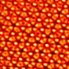 Image STM de résolution atomique (73x73 Å2) d’une surface d’ordre 5 d’une phase quasicristalline icosaédrique Al-Pd-Mn.